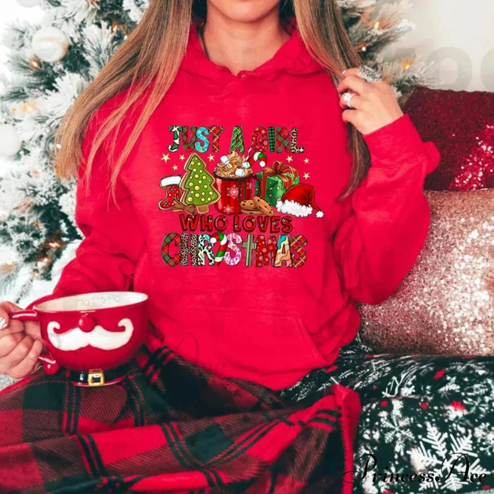 Just A Girl Who Loves Christmas Holiday Autumn Winter Lover Gift Christmas Hoodie