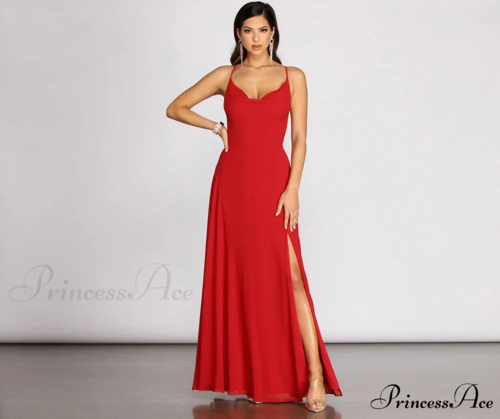 Kai Chiffon Lace Charming Up Back A-Line Dress