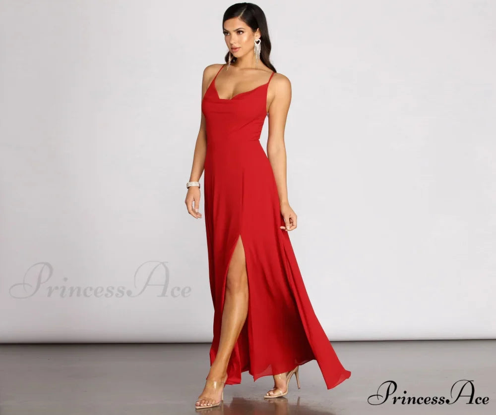 Kai Chiffon Lace Charming Up Back A-Line Dress