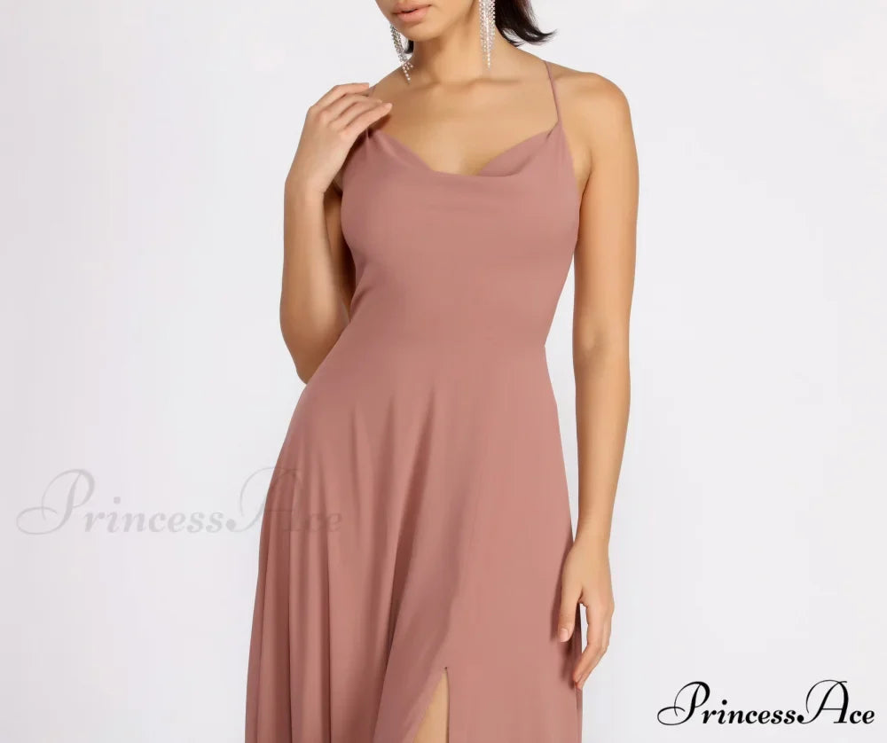 Kai Chiffon Lace Charming Up Back A-Line Dress