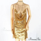 Karina Formal Sequin Charming Cross Back Mini Dress