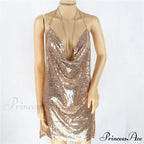 Karina Formal Sequin Charming Cross Back Mini Dress
