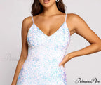Kathy Iridescent Stylish Sequin Mini Dress