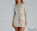 Kayce Sequin Stylish Tie-Waist Party Dress