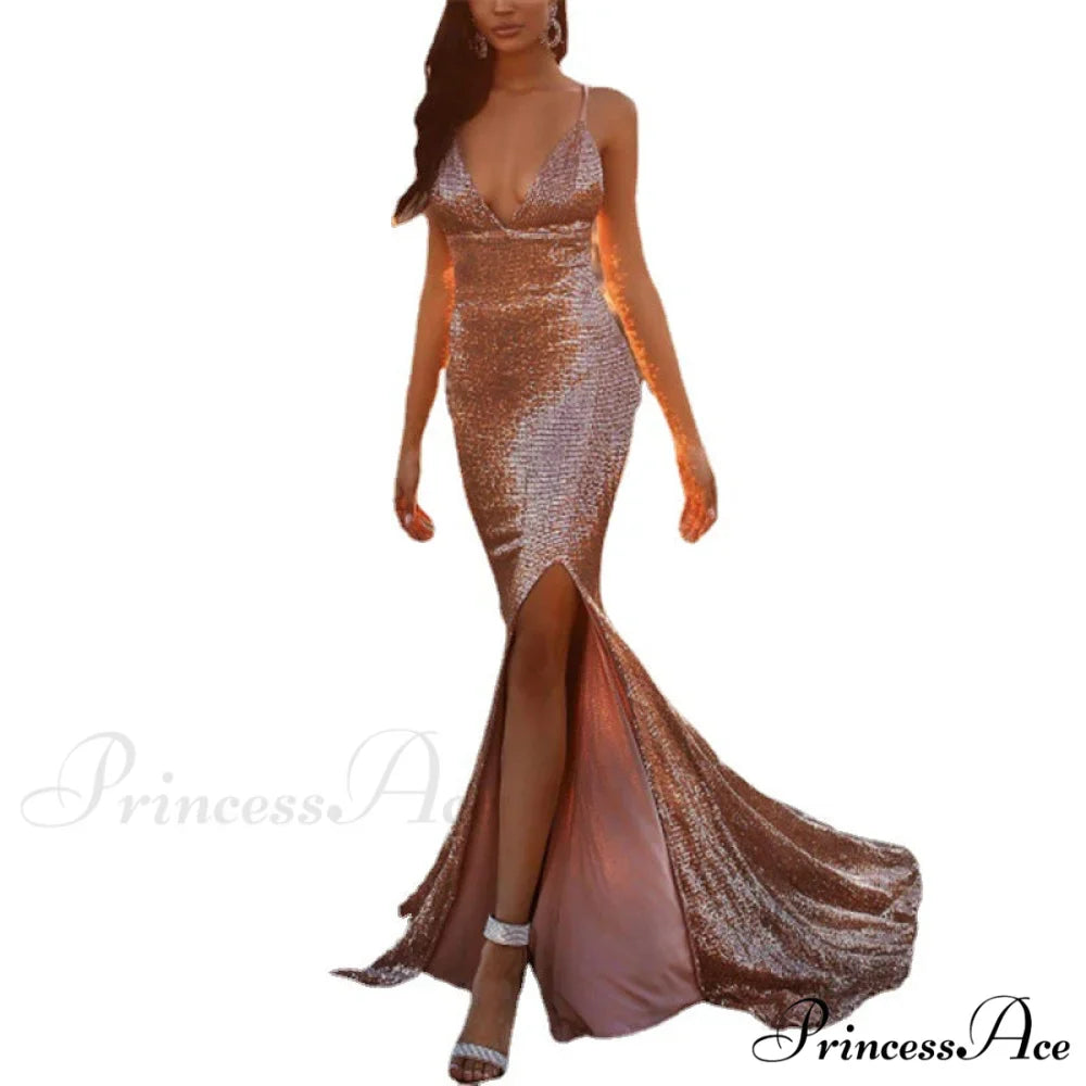 Kayla Sequin Stylish High-Slit Formal Dress