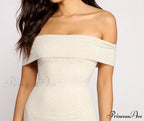Keeping Knit Casual Off Graceful the Shoulder Ribbed Mini Dress