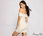 Keeping Knit Casual Off Graceful the Shoulder Ribbed Mini Dress