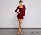 Keeping Knit Sultry Charming Long Sleeve Mini Dress