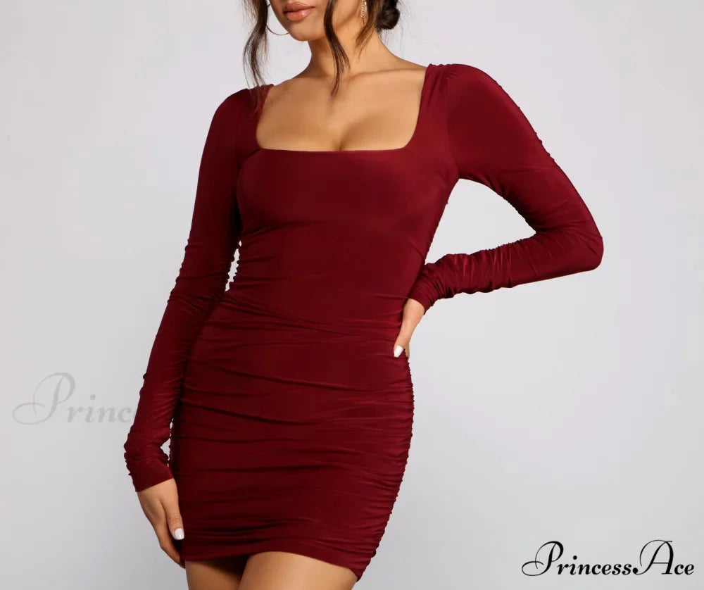 Keeping Knit Sultry Charming Long Sleeve Mini Dress