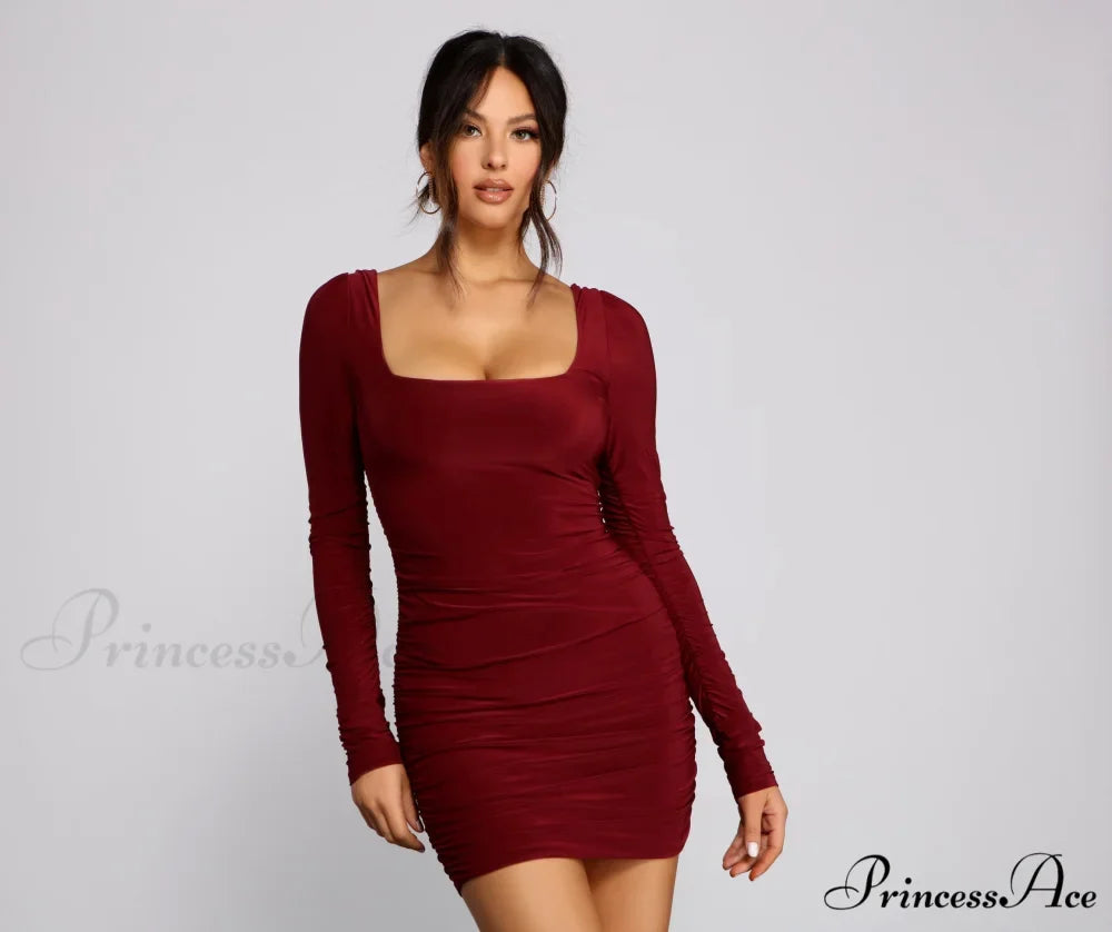 Keeping Knit Sultry Charming Long Sleeve Mini Dress
