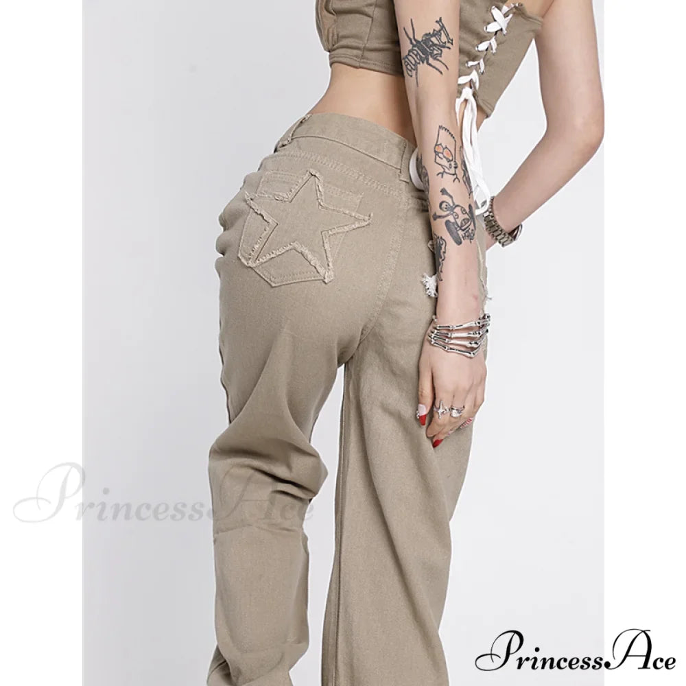 Khaki Wide Leg Jeans