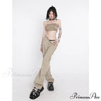 Khaki Wide Leg Jeans