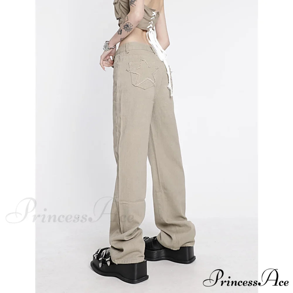 Khaki Wide Leg Jeans