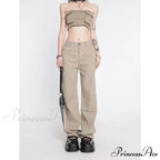 Khaki Wide Leg Jeans