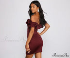 Kiari Formal Off Charming the Shoulder Ruffled Dress