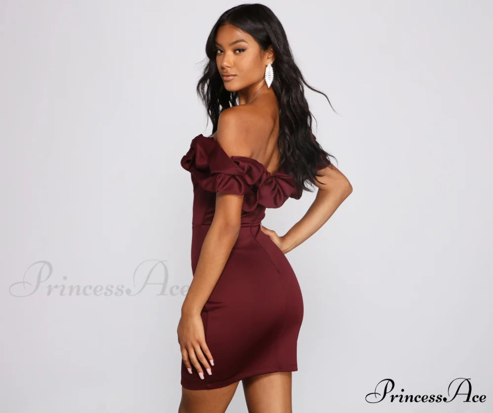 Kiari Formal Off Charming the Shoulder Ruffled Dress