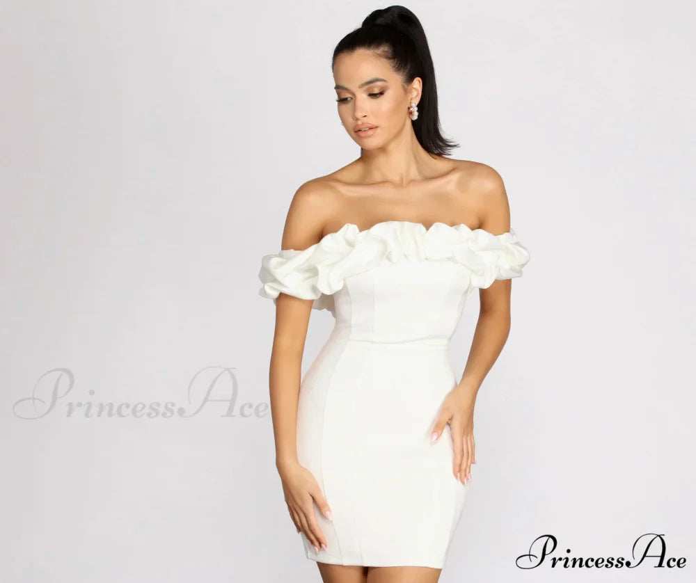 Kiari Formal Off Charming the Shoulder Ruffled Dress