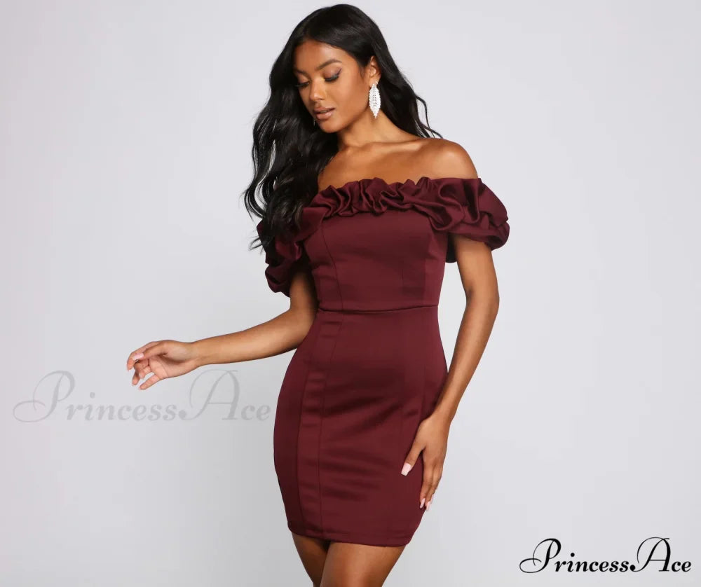Kiari Formal Off Charming the Shoulder Ruffled Dress