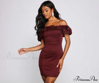 Kiari Formal Off Charming the Shoulder Ruffled Dress