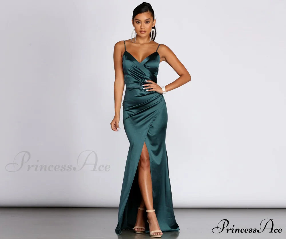 Kimia Formal Stylish Satin Wrap Gown