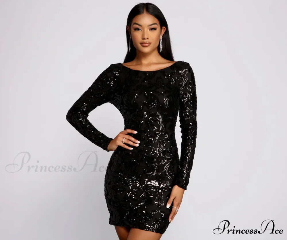 Kimmy Formal Stylish Sequin Mini Dress