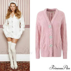 Knit Diamond Pink Cardigan