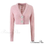 Knit Diamond Pink Cardigan