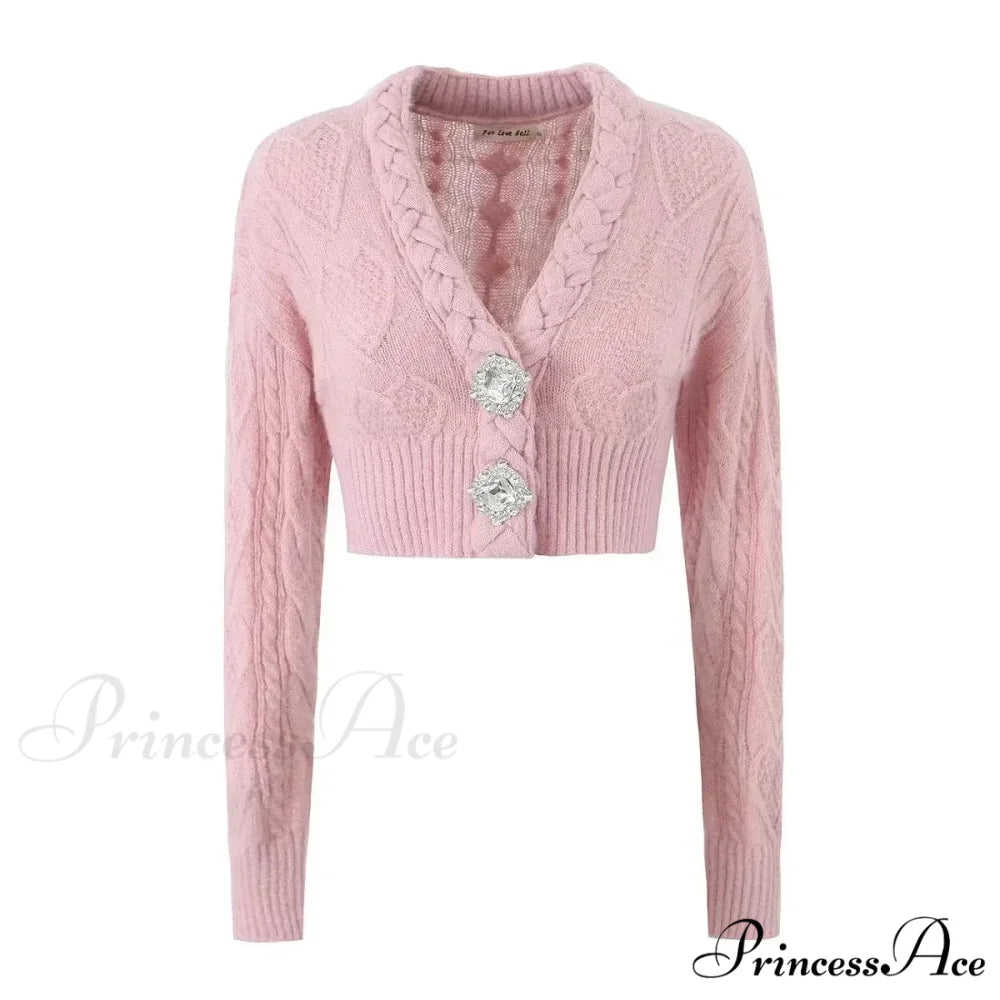 Knit Diamond Pink Cardigan