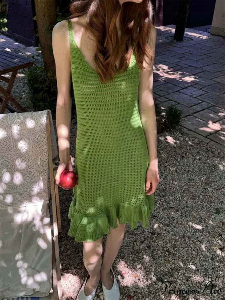 Knit Empty-Out V-Neck Mini Dress