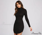 Knit Girl Stylish Turtleneck Mini Dress