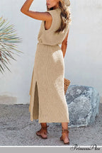 Knit Tank Dress with Tie-waist Slit