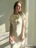 Knit Vintage Single-Buttoned Mini Dress