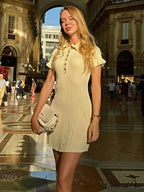 Knit Vintage Single-Buttoned Mini Dress