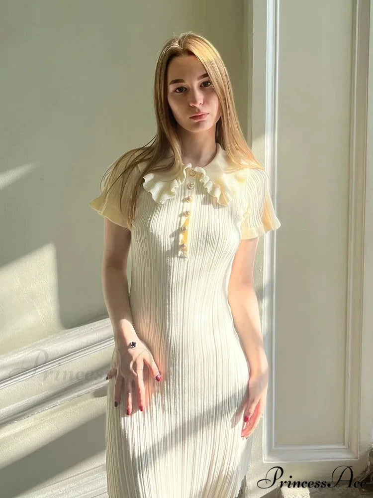 Knit Vintage Single-Buttoned Mini Dress