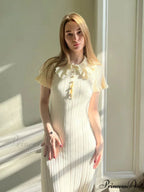 Knit Vintage Single-Buttoned Mini Dress