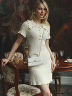 Knit Vintage Single-Buttoned Mini Dress