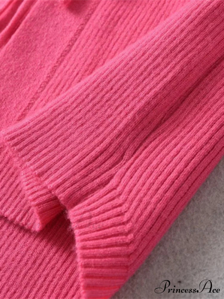 Knitted Cardigan Rose Large for Crop French Lapel Scarf Women