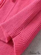 Knitted Cardigan Rose Large for Crop French Lapel Scarf Women