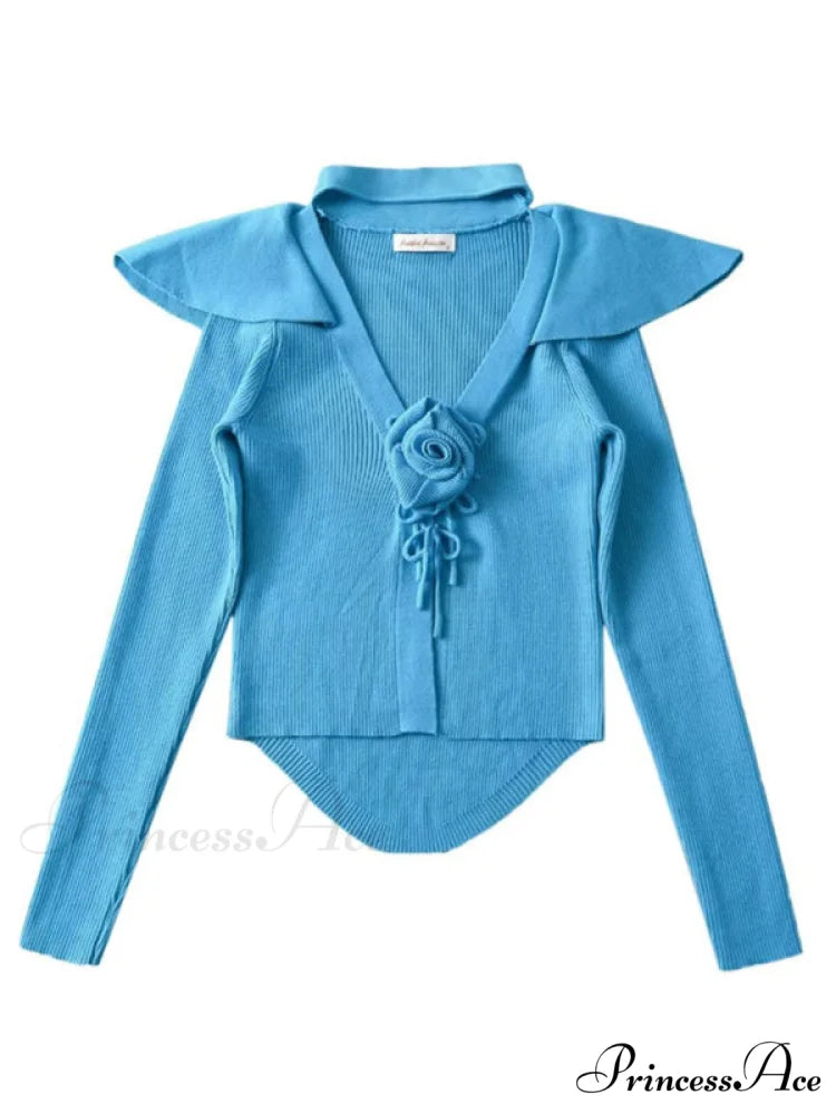 Knitted Cardigan Rose Large for Crop French Lapel Scarf Women