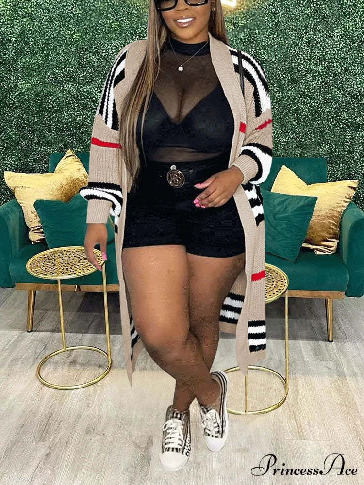 Knitted Color Graceful Block Cardigan