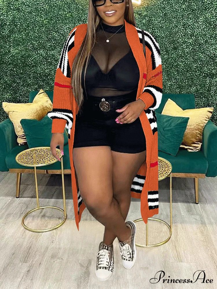 Knitted Color Graceful Block Cardigan