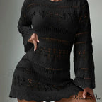 Knitted Empty Out Seductive Backless Beach Mini Boho Dress Cover-up