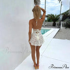 Knitted Empty Out Seductive Bandeau Beach Mini Boho Dress Swimwear