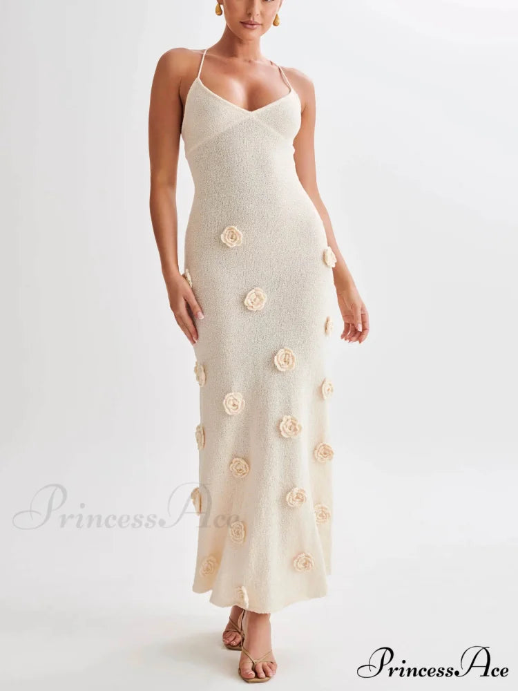 Knitted Floral Stylish Midi Dress