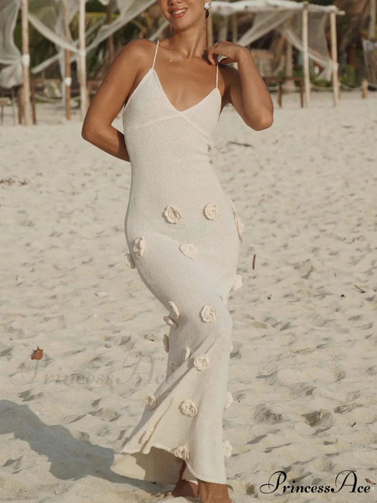 Knitted Floral Stylish Midi Dress