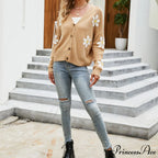 Knitted Flowered Cardigan