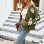 Knitted Flowered Cardigan