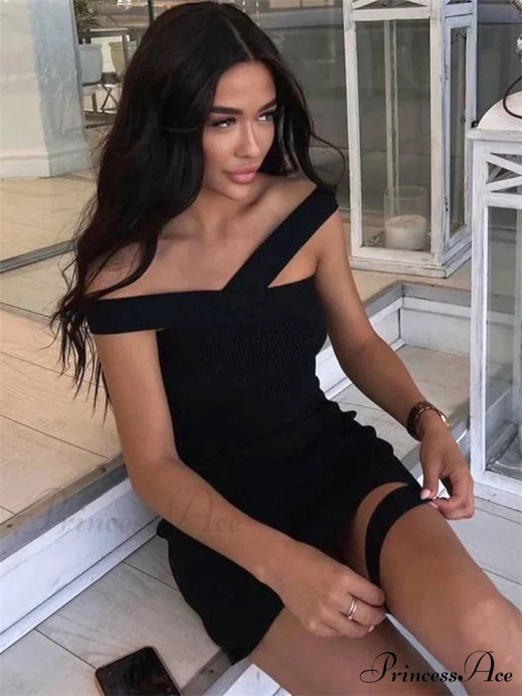 Knitted Halter Bandage Short Dress