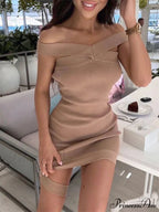 Knitted Halter Bandage Short Dress