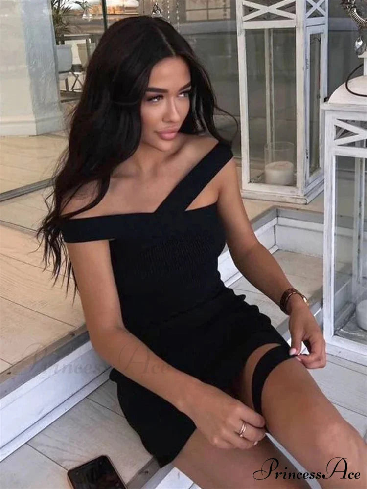 Knitted Halter Bandage Short Dress